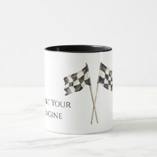 Mug Drapeaux de voiture de course Black White Racing