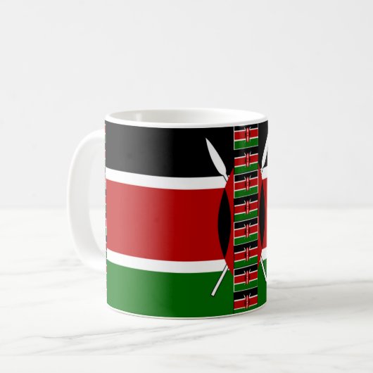 Mug Drapeaux miniers sans fil du Kenya Frames Art (Devant gauche)