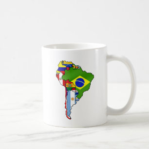 Mug Drapeaux sud-américains de carte de l'Amérique d