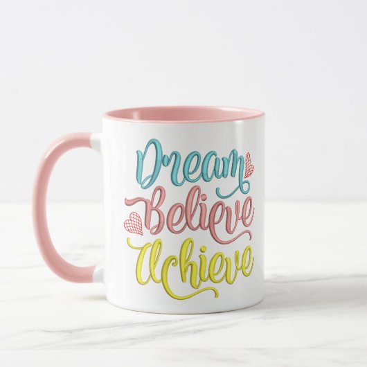 Mug Dream Believe Atteindre Citation Inspirationnelle (Gauche)