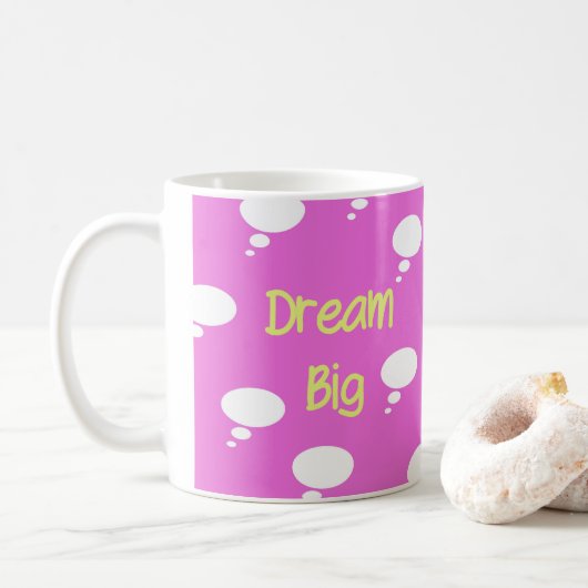 Mug Dream Big texte violet violet arrière - plan (Avec donut)