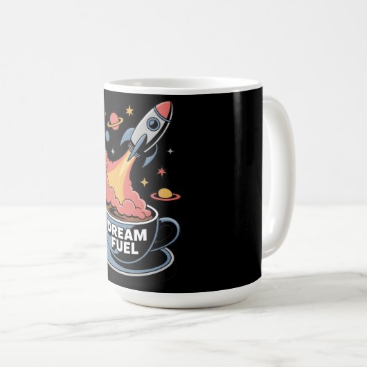 Mug Dream Fuel Graphic: Rocket Launching from Coffee  (Devant droit)