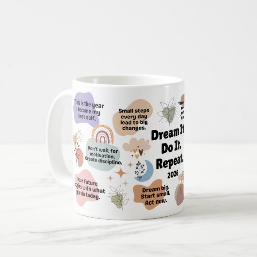 Mug Dream It. Do It. Repeat. 2026 Motivation Quotes (Devant gauche)