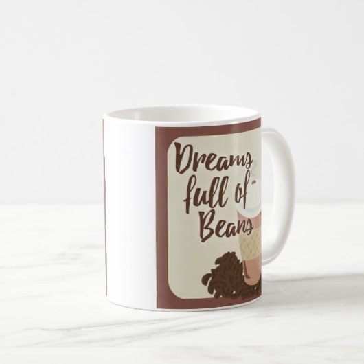 Mug Dream of Coffee Beans mignonne Java Illustration (Devant droit)