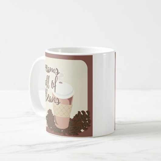 Mug Dream of Coffee Beans mignonne Java Illustration (Devant gauche)