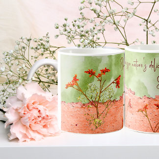 Mug Dreamy Pink Green Flowers Citation Inspirationnell