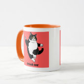 Mug "Drink Tee" Tuxedo Cat Illustration (Devant gauche)