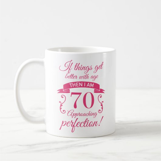 Mug Drôle 70e anniversaire 'Perfection' (Gauche)