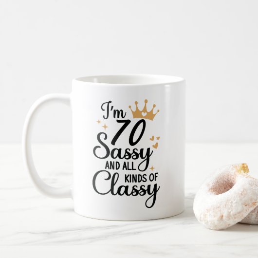 Mug Drôle 70e anniversaire Sassy et toutes sortes de C (Avec donut)