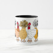Mug Drôle à la main dessiné poulets de dessin (Centre)