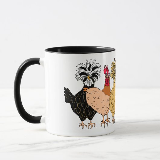 Mug Drôle à la main dessiné poulets de dessin (Gauche)