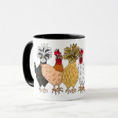 Mug Drôle à la main dessiné poulets de dessin (Devant gauche)