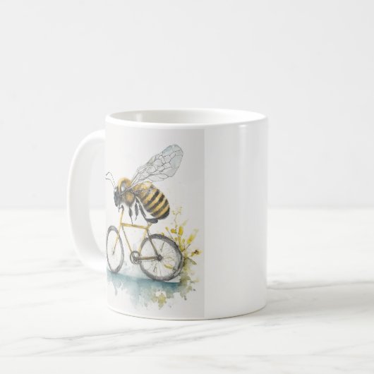Mug Drôle abeille à vélo en train de dessiner l'aquare (Devant gauche)