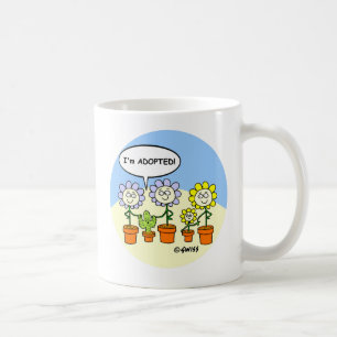 Mug Drôle adopté Cactus bébé et dessin de fleurs