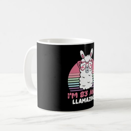 Mug Drôle adorable Llama 83e cadeau d'anniversaire pou (Devant gauche)
