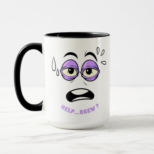 Mug Drôle Aide Brûler Sleepy Face Cartoon (Gauche)