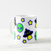 Mug Drôle Alien Head UFO Stars Motif Cartoon Comic (Devant gauche)