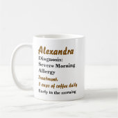 Mug Drôle Allergie matinale personnalisée (Gauche)