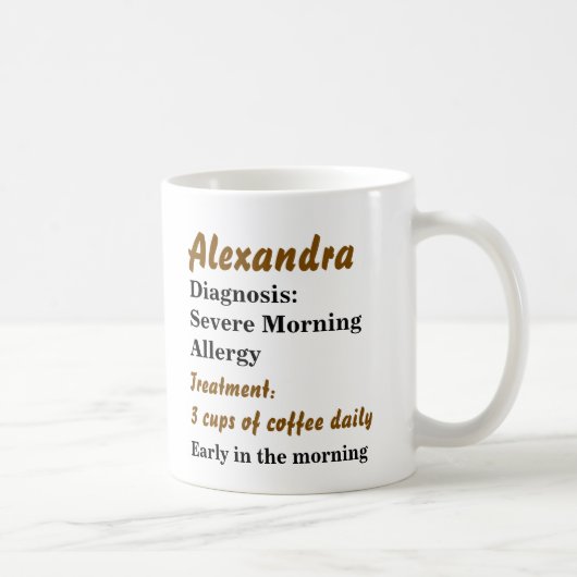 Mug Drôle Allergie matinale personnalisée (Droite)