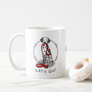 Mug Drôle Allons-y ! Promener le chien dalmatien (noir