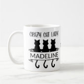 Mug Drôle Amoureux des chats Crazy Cat Nom de la dame (Gauche)