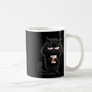 Mug Drôle Angry Black Cat Tee Cute Coffee Hommes Adult