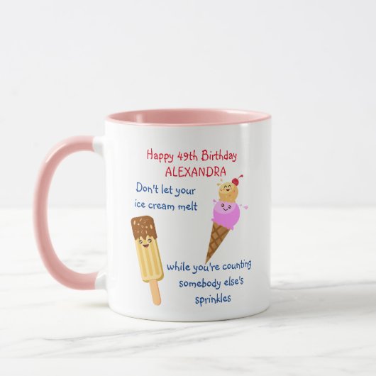 Mug Drôle Anniversaire Crème glacée arrose Humour Kawa (Gauche)