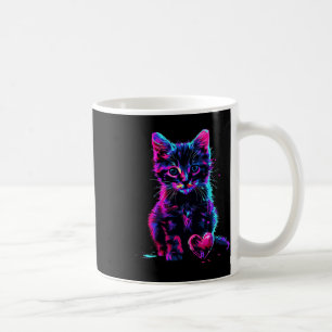 Mug Drôle Art Lumière noire Glitch Mignon Chat Chaton