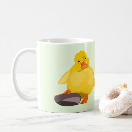 Mug drôle avec un mignon canard jaune (Avec donut)