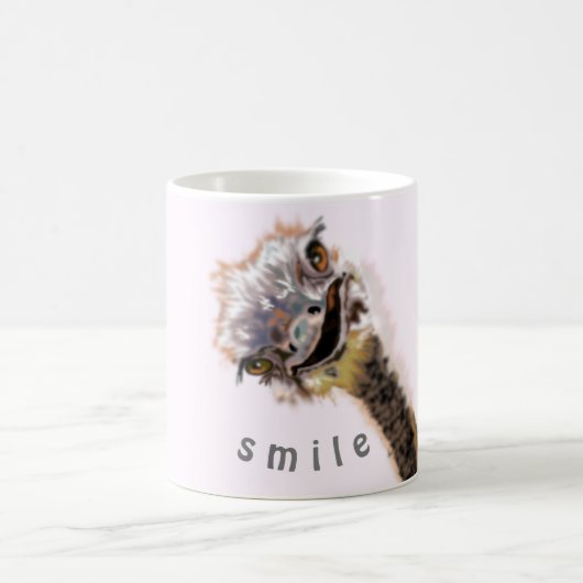 Mug drôle avec une autruche heureuse - Smile (Centre)