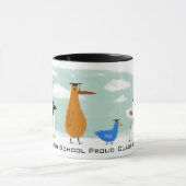 Mug Drôle Birds Graduation Procession avec texte perso (Centre)