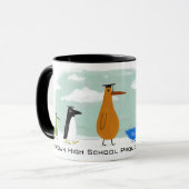 Mug Drôle Birds Graduation Procession avec texte perso (Devant gauche)