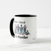 Mug DRÔLE Bleu/Blanc ''PÊCHEZ PLUS'' (Devant gauche)