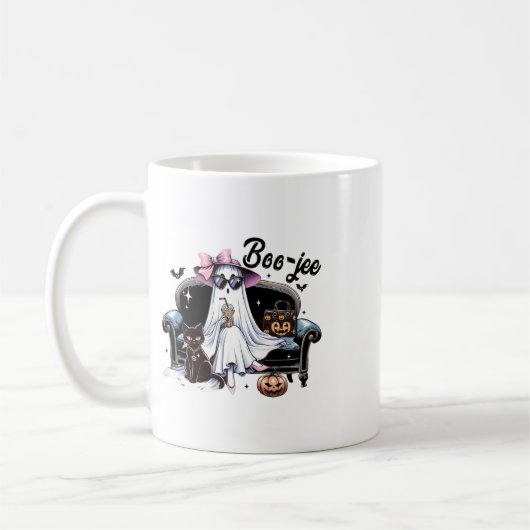 Mug Drôle Boo Jee Ghost Halloween Boo Jee Ghost Éffray (Gauche)
