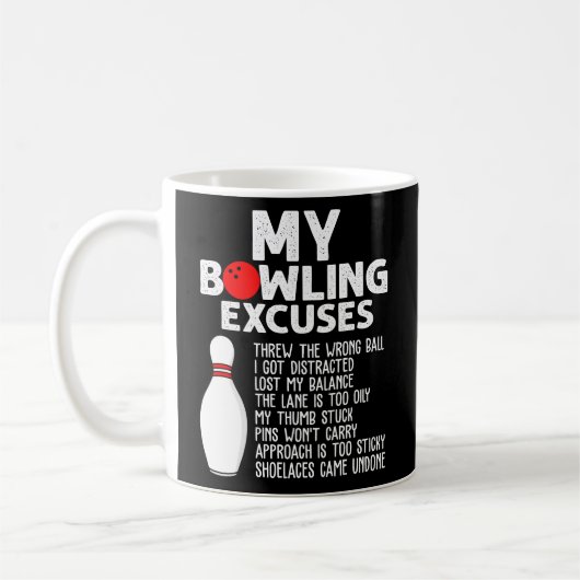 Mug Drôle Bowling Excuses Pour Bowler (Gauche)