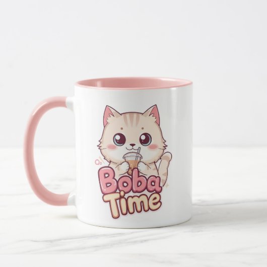 Mug Drôle Bubble Tea Anime Kitten Art (Gauche)