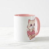 Mug Drôle Bubble Tea Anime Kitten Art (Devant droit)