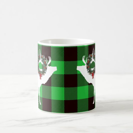 Mug Drôle Buffle vert Plaid Elk Pooh Wreath (Centre)