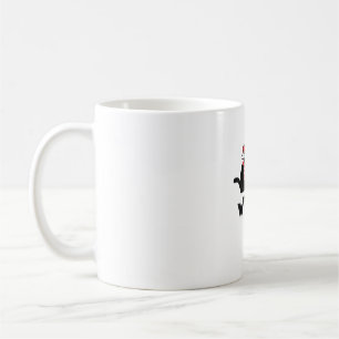 Mug Drôle cadeau de chat noir poussant l'arbre de Noël