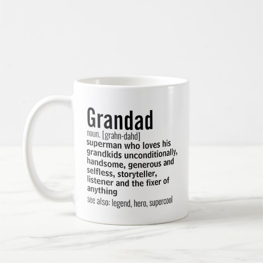 Mug Drôle cadeau de définition de grand-père pour le g (Gauche)
