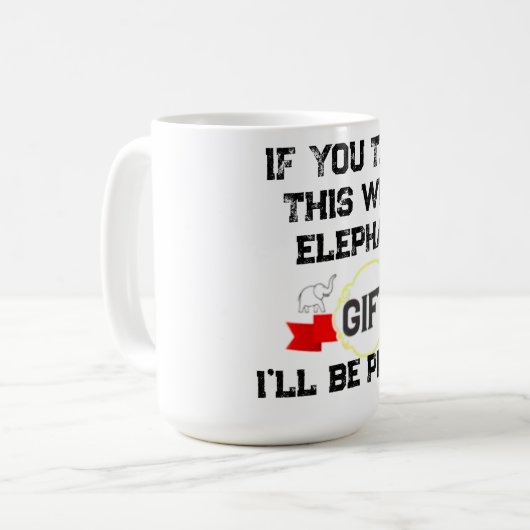 Mug Drôle cadeau d'éléphant blanc, café d'éléphant bla (Devant gauche)