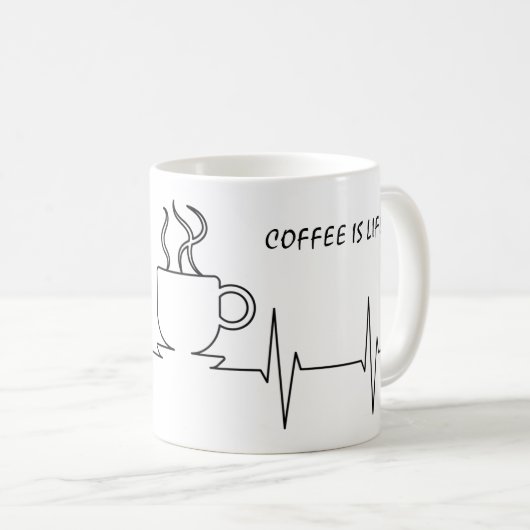 Mug Drôle café est la vie EKG (Devant droit)