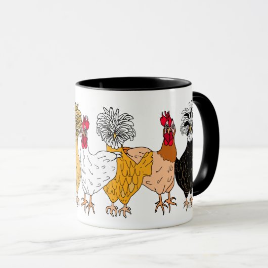 Mug Drôle café poulets (Devant droit)