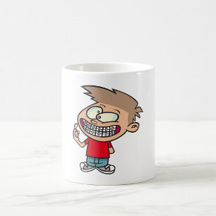 Mug Drôle Cartoon Boy avec Braces Smile