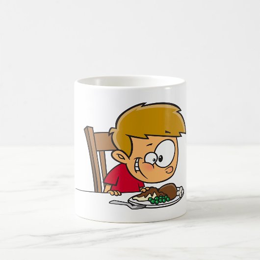 Mug Drôle Cartoon Boy excité pour le dîner