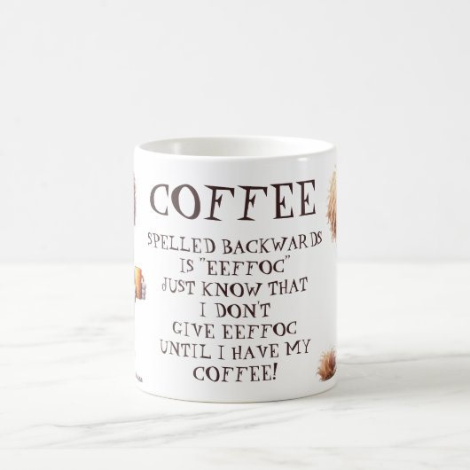 Mug Drôle Cartoon Café Chien épelé à l'envers (Centre)