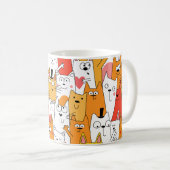 Mug Drôle Cartoon Cats Group Doodle (Devant droit)