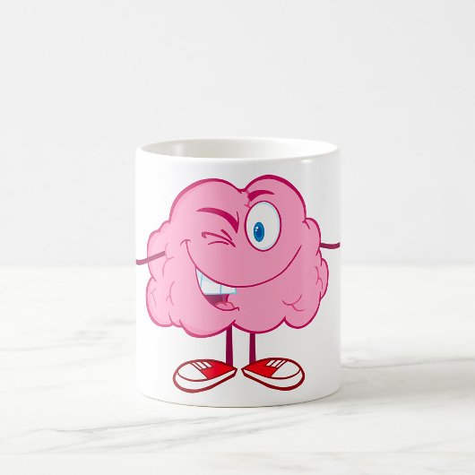 Mug Drôle Cartoon Cerveau en train de Winking