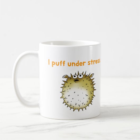 Mug Drôle Cartoon de Poisson-Poisson Stressé (Gauche)