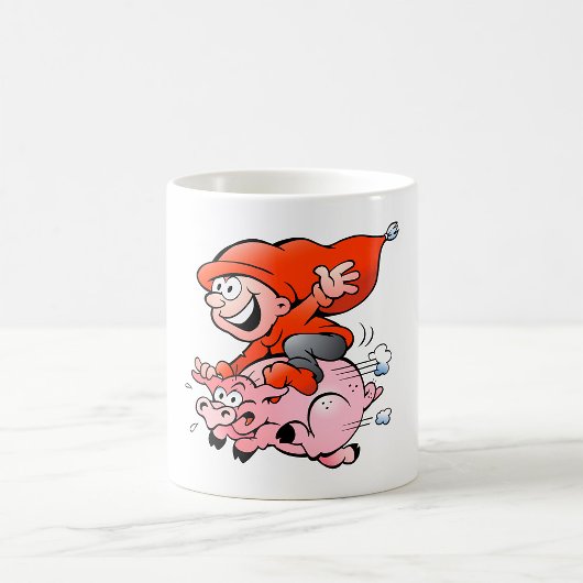 Mug Drôle Cartoon Gnome équitation Flying Pig
